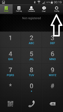 Menu Config i sekcja Accounts w Zoiperze